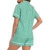 image:imageSWOMOG 100 Cotton Women Pajama Set 2 Piece Gingham Pjs Set Short Sleeve Plaid Sleepwear Button Down Lounge SetGreen Plaid