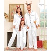 image:imageSWOMOG Family Matching Pajamas Set Silk Satin Button Down Sleepwear Long Sleeve Nightwear 2 Pcs Pj Set SXXLWhite