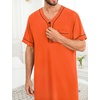 image:imageSWOMOG Mens Nightgown Short Sleeve Lounge Sleep Henley Shirt Pajama Big amp Tall Nightshirt Comfy Nightwear XLarge Orange