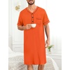 image:imageSWOMOG Mens Nightgown Short Sleeve Lounge Sleep Henley Shirt Pajama Big amp Tall Nightshirt Comfy Nightwear XLarge Orange