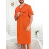 image:imageSWOMOG Mens Nightgown Short Sleeve Lounge Sleep Henley Shirt Pajama Big amp Tall Nightshirt Comfy Nightwear XLarge Orange