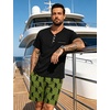image:imageSWOMOG Mens Pajama Set Short Sleeve Pjs Set Soft Comfy Sleepwear Summer 2 Piece Loungewear Print With Pocket SXXLAblack Army Green