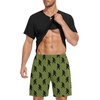 image:imageSWOMOG Mens Pajama Set Short Sleeve Pjs Set Soft Comfy Sleepwear Summer 2 Piece Loungewear Print With Pocket SXXLAblack Army Green