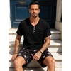 image:imageSWOMOG Mens Pajama Set Short Sleeve Pjs Set Soft Comfy Sleepwear Summer 2 Piece Loungewear Print With Pocket SXXLAblack Pink Flamingos