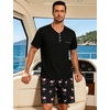 image:imageSWOMOG Mens Pajama Set Short Sleeve Pjs Set Soft Comfy Sleepwear Summer 2 Piece Loungewear Print With Pocket SXXLAblack Pink Flamingos