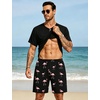 image:imageSWOMOG Mens Pajama Set Short Sleeve Pjs Set Soft Comfy Sleepwear Summer 2 Piece Loungewear Print With Pocket SXXLAblack Pink Flamingos