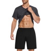 image:imageSWOMOG Mens Pajama Set Short Sleeve Pjs Set Soft Comfy Sleepwear Summer 2 Piece Loungewear Print With Pocket SXXLAdeep Grey Black
