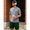 image:imageSWOMOG Mens Pajama Set Short Sleeve Pjs Set Soft Comfy Sleepwear Summer 2 Piece Loungewear Print With Pocket SXXLAgrey Army Green