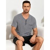 image:imageSWOMOG Mens Pajama Set Short Sleeve Pjs Set Soft Comfy Sleepwear Summer 2 Piece Loungewear Print With Pocket SXXLAgrey Black
