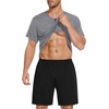image:imageSWOMOG Mens Pajama Set Short Sleeve Pjs Set Soft Comfy Sleepwear Summer 2 Piece Loungewear Print With Pocket SXXLAgrey Black