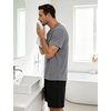 image:imageSWOMOG Mens Pajama Set Short Sleeve Pjs Set Soft Comfy Sleepwear Summer 2 Piece Loungewear Print With Pocket SXXLAgrey Black