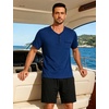 image:imageSWOMOG Mens Pajama Set Short Sleeve Pjs Set Soft Comfy Sleepwear Summer 2 Piece Loungewear Print With Pocket SXXLAnave Blue Black