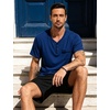 image:imageSWOMOG Mens Pajama Set Short Sleeve Pjs Set Soft Comfy Sleepwear Summer 2 Piece Loungewear Print With Pocket SXXLAnave Blue Black