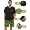 image:imageSWOMOG Mens Pajama Set Short Sleeve Pjs Set Soft Comfy Sleepwear Summer 2 Piece Loungewear Print With Pocket SXXLArmy Green Bigfoot
