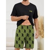image:imageSWOMOG Mens Pajama Set Short Sleeve Pjs Set Soft Comfy Sleepwear Summer 2 Piece Loungewear Print With Pocket SXXLArmy Green Bigfoot