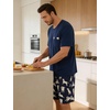 image:imageSWOMOG Mens Pajama Set Short Sleeve Pjs Set Soft Comfy Sleepwear Summer 2 Piece Loungewear Print With Pocket SXXLBlue White Dog