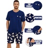 image:imageSWOMOG Mens Pajama Set Short Sleeve Pjs Set Soft Comfy Sleepwear Summer 2 Piece Loungewear Print With Pocket SXXLBlue White Dog