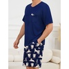 image:imageSWOMOG Mens Pajama Set Short Sleeve Pjs Set Soft Comfy Sleepwear Summer 2 Piece Loungewear Print With Pocket SXXLBlue White Dog