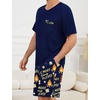 image:imageSWOMOG Mens Pajama Set Short Sleeve Pjs Set Soft Comfy Sleepwear Summer 2 Piece Loungewear Print With Pocket SXXLNavy Blue Choc