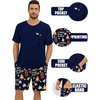 image:imageSWOMOG Mens Pajama Set Short Sleeve Pjs Set Soft Comfy Sleepwear Summer 2 Piece Loungewear Print With Pocket SXXLNavy Blue Choc