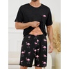 image:imageSWOMOG Mens Pajama Set Short Sleeve Pjs Set Soft Comfy Sleepwear Summer 2 Piece Loungewear Print With Pocket SXXLPink Flamingos