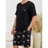 image:imageSWOMOG Mens Pajama Set Short Sleeve Pjs Set Soft Comfy Sleepwear Summer 2 Piece Loungewear Print With Pocket SXXLPink Flamingos
