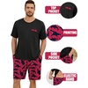 image:imageSWOMOG Mens Pajama Set Short Sleeve Pjs Set Soft Comfy Sleepwear Summer 2 Piece Loungewear Print With Pocket SXXLPink Shark