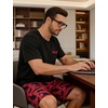 image:imageSWOMOG Mens Pajama Set Short Sleeve Pjs Set Soft Comfy Sleepwear Summer 2 Piece Loungewear Print With Pocket SXXLPink Shark
