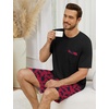 image:imageSWOMOG Mens Pajama Set Short Sleeve Pjs Set Soft Comfy Sleepwear Summer 2 Piece Loungewear Print With Pocket SXXLPink Shark