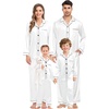 image:imageSWOMOG Family Matching Pajamas Set Silk Satin Button Down Sleepwear Long Sleeve Nightwear 2 Pcs Pj Set SXXLWhite