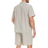 image:imageSWOMOG Mens 100 Cotton Pajama Set 2Pcs Button Down Pjs Set Short Sleeve Sleepwear with Pocket Soft Summer Stripe NightwearKhaki Stripes