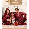 image:imageSWOMOG Family Satin Matching Pajama Set Long Sleeve Sleepwear 2 Pcs Pj SetBlack and Red Plaid