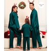 image:imageSWOMOG Family Satin Matching Pajama Set Long Sleeve Sleepwear 2 Pcs Pj SetDeep Green