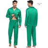 image:imageSWOMOG Family Satin Matching Pajama Set Long Sleeve Sleepwear 2 Pcs Pj SetEmerald Green