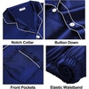 image:imageSWOMOG Family Satin Matching Pajama Set Long Sleeve Sleepwear 2 Pcs Pj SetNavy Blue