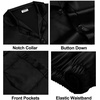 image:imageSWOMOG Family Satin Matching Pajama Set Long Sleeve Sleepwear 2 Pcs Pj SetPure Black