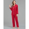 image:imageSWOMOG Family Satin Matching Pajama Set Long Sleeve Sleepwear 2 Pcs Pj SetRed