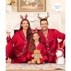 image:imageSWOMOG Family Satin Matching Pajama Set Long Sleeve Sleepwear 2 Pcs Pj SetRed