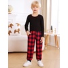 image:imageSWOMOG Unisex Kids Plaid Pajama pants for Boys amp Girls Comfy Sleepwear Bottoms Lounge Jogger PJ Pants with PocketsBlack  Red Plaid