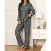 image:imageSWOMOG Womens Cotton Pajama Sets Long Sleeve Button Down Striped Sleep SetBlack Gingham