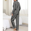 image:imageSWOMOG Womens Cotton Pajama Sets Long Sleeve Button Down Striped Sleep SetBlack Gingham