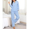 image:imageSWOMOG Womens Cotton Pajama Sets Long Sleeve Button Down Striped Sleep SetBlue Gingham