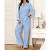 image:imageSWOMOG Womens Cotton Pajama Sets Long Sleeve Button Down Striped Sleep SetBlue Gingham