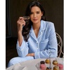 image:imageSWOMOG Womens Cotton Pajama Sets Long Sleeve Button Down Striped Sleep SetBlue Stripe
