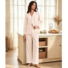 image:imageSWOMOG Womens Cotton Pajama Sets Long Sleeve Button Down Striped Sleep SetBrown Gingham
