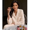 image:imageSWOMOG Womens Cotton Pajama Sets Long Sleeve Button Down Striped Sleep SetBrown Gingham