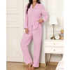 image:imageSWOMOG Womens Cotton Pajama Sets Long Sleeve Button Down Striped Sleep SetPink Gingham