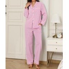 image:imageSWOMOG Womens Cotton Pajama Sets Long Sleeve Button Down Striped Sleep SetPink Gingham