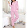 image:imageSWOMOG Womens Cotton Pajama Sets Long Sleeve Button Down Striped Sleep SetPink Gingham