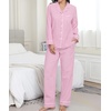 image:imageSWOMOG Womens Cotton Pajama Sets Long Sleeve Button Down Striped Sleep SetPink Gingham